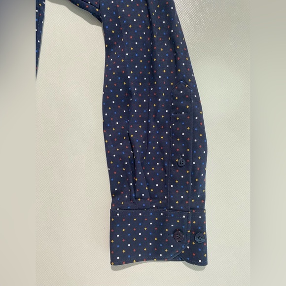 NEW-Size S Mens Hart Schaffner Marx Long Sleeve Button Down Shirt Cotton Navy - Picture 3 of 10